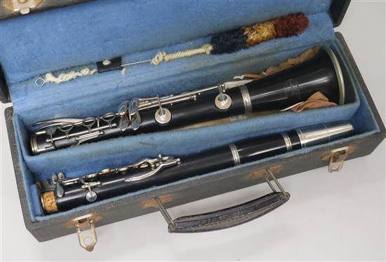 A Boosey and Hawkes B flat clarinet, cased